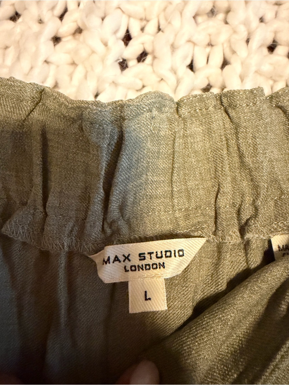 Max Studio London Olive Linen Blend Vest & Wide Leg Pant Set Top XL,Pants Large - Picture 8 of 13